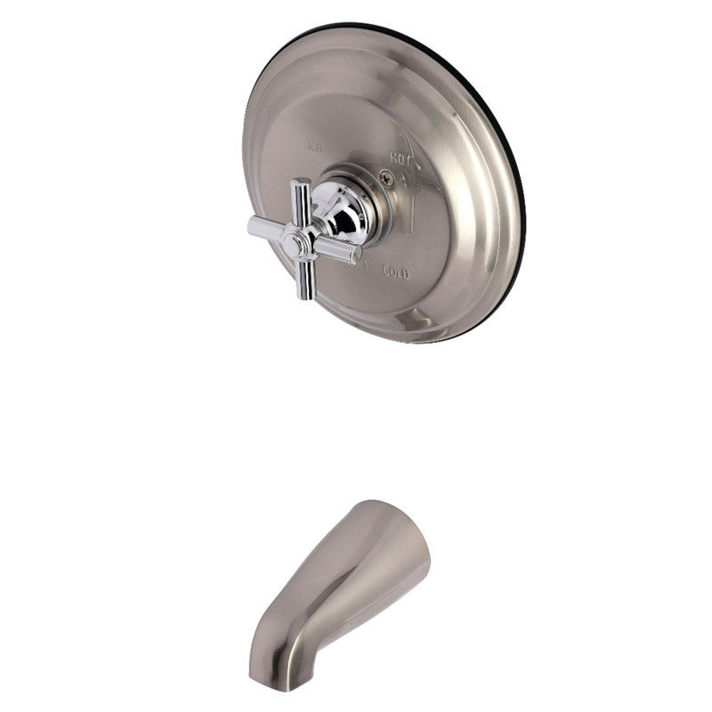 Kingston Brass Single-Handle Pressure Balanced Tub Faucet, Brushed Nickel/Polished Chrome