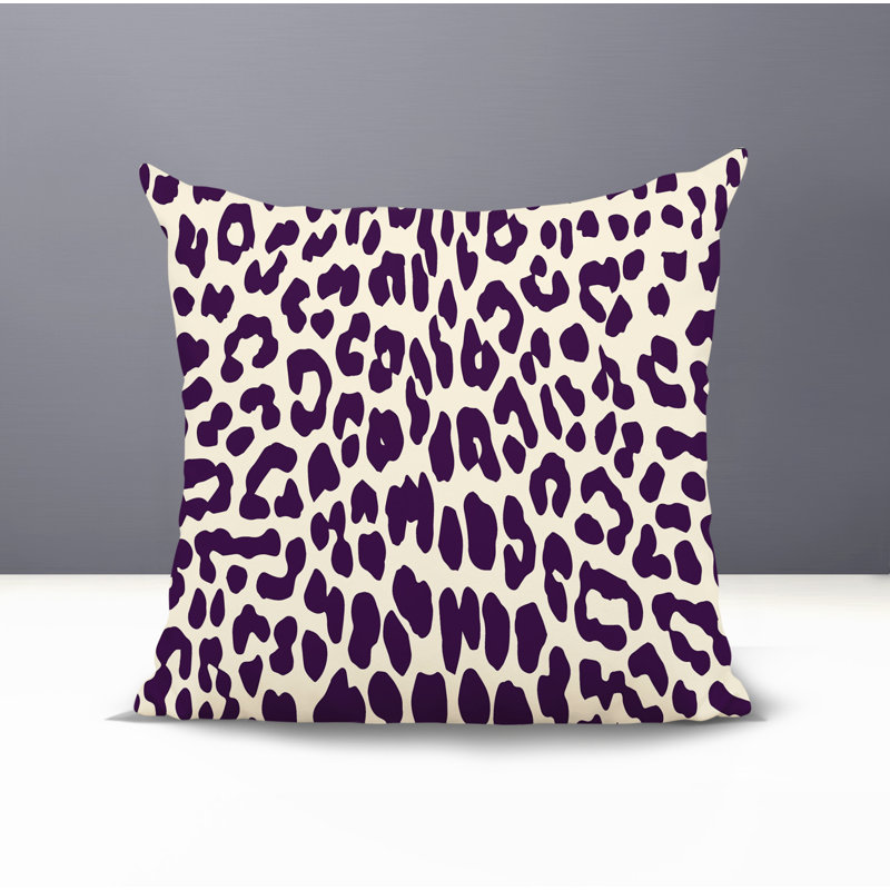 Oreiller carré intérieur / extérieur réversible à imprimé animalier Aco, Carré 15 po, Mauve