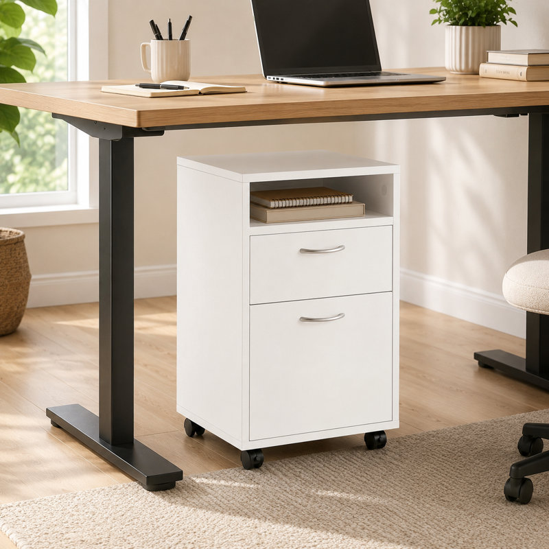 Armoire de rangement mobile blanche avec étagère de porte à tiroir et support à imprimante à roulettes verrouillable pour rangement sous le bureau