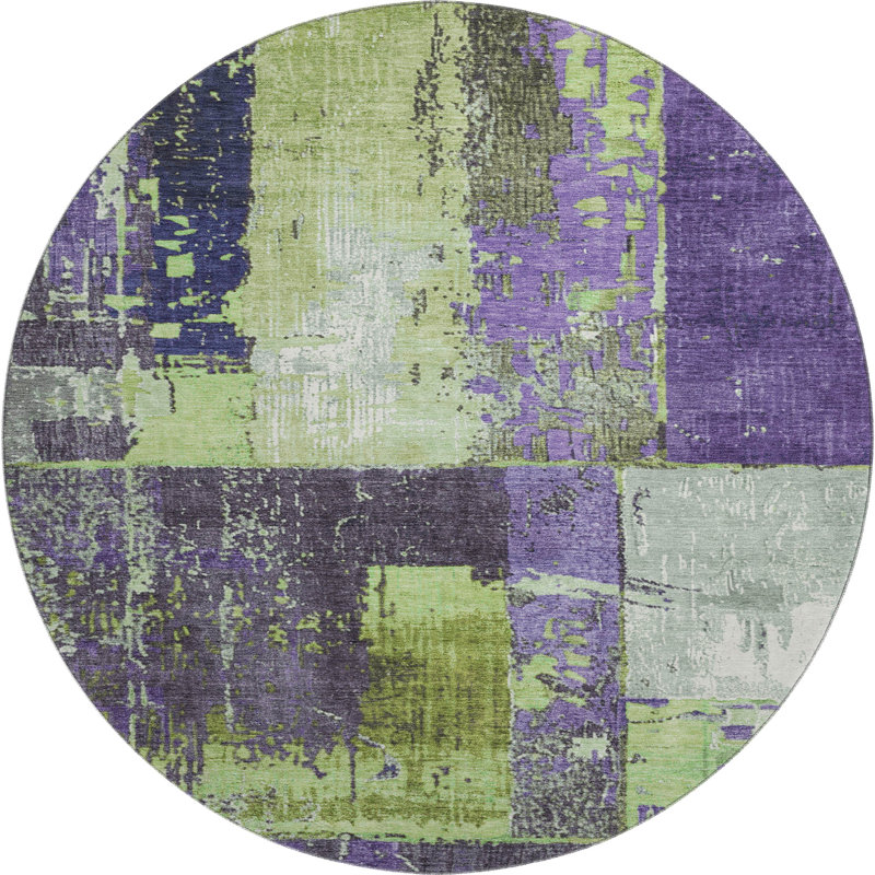 Premium Machine Washable Chelston AMF1866 Abstract Rug, Round 8'