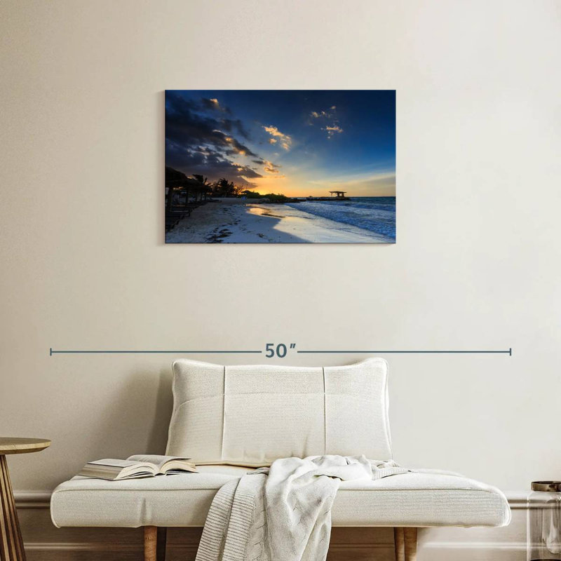 Gillard, coucher de soleil et plage, H 20 po x l 30 po