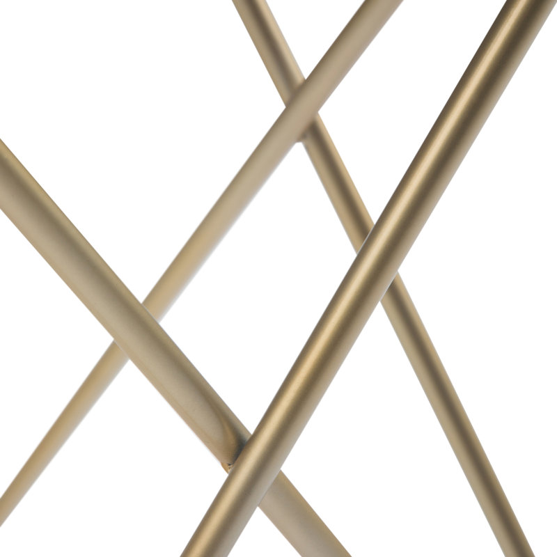 Gabon 18" White Marble and Gold Metal Round End Table