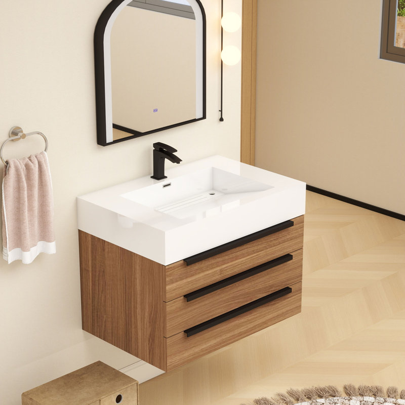 Jessica 29.5'' Single Bathroom Vanity with Acrylic Top, Wood