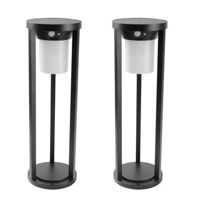 Black Low Voltage Solar Powered Integrated LED Metal Pathway Light