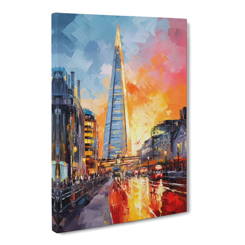 The Shard Action Painting No.2 - Art Prints - Wrapped Canvas, 50cm H x 35cm W x 3cm D