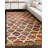 Abstract Handmade Cotton Area Rug in Multi Color - Red-69592718