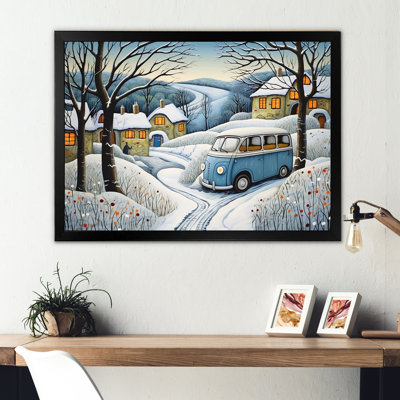 Hippie Van Charm In Winter I - Car / Van, reproduction d'art sur toile