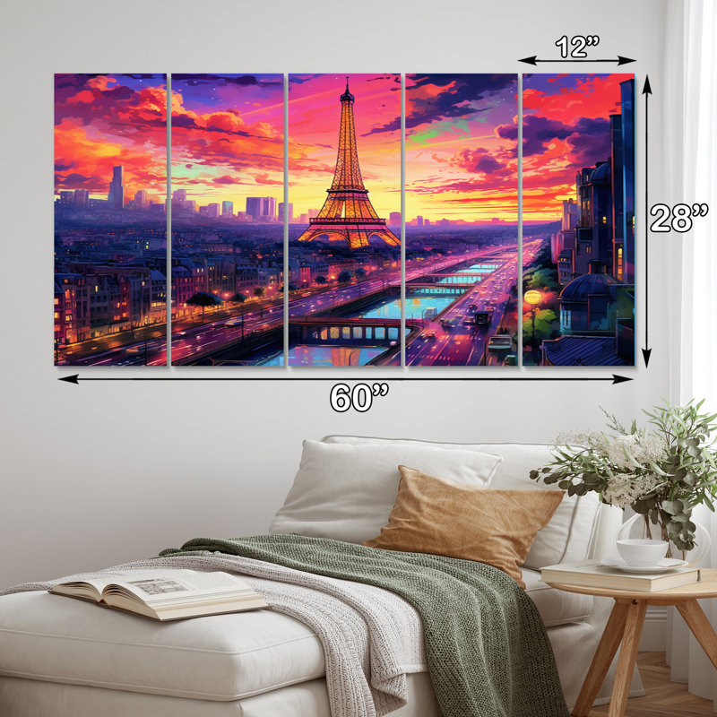 «Paris Eiffel Tower Harmony II - Franch», ensemble de reproductions d'art en métal