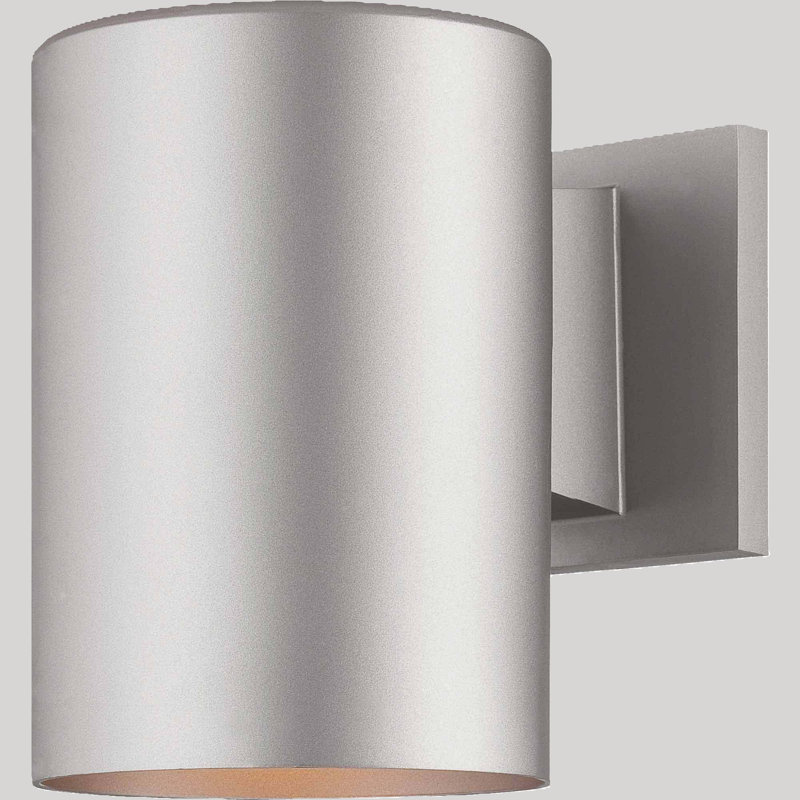 1-Light Indoor or Outdoor 7.25"H Silver Grey Aluminum Cylinder Wall Mount Sconce, Silver Grey