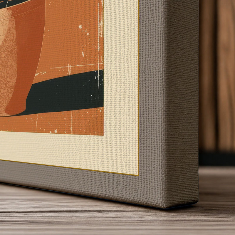 Potted Plant Geometric Botanical - Wrapped Canvas, 36x24 - 91.4 x 61.0 cm, Taupe Border
