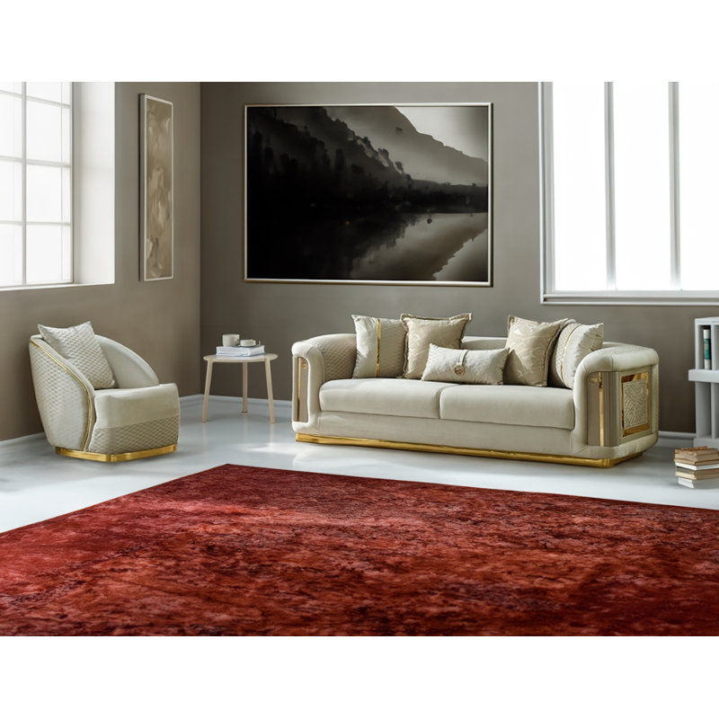 Ensemble de salon en velours 2 pièces Euda, Crème