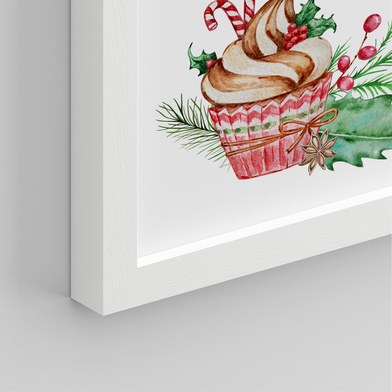 «Eggnog Gingerbread Seasonal Illustration», impression encadrée sur papier, 4 pièces, Blanc, H 14 po x l 11 po