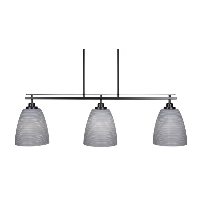 Luminaire pour îlot de cuisine 3 lumières Dian au fini noir mat avec verre gris mat 8 ", Gris