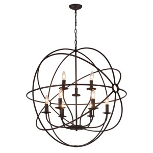 Gracie Oaks Margo 9 - Light Dimmable Globe Chandelier & Reviews | Wayfair