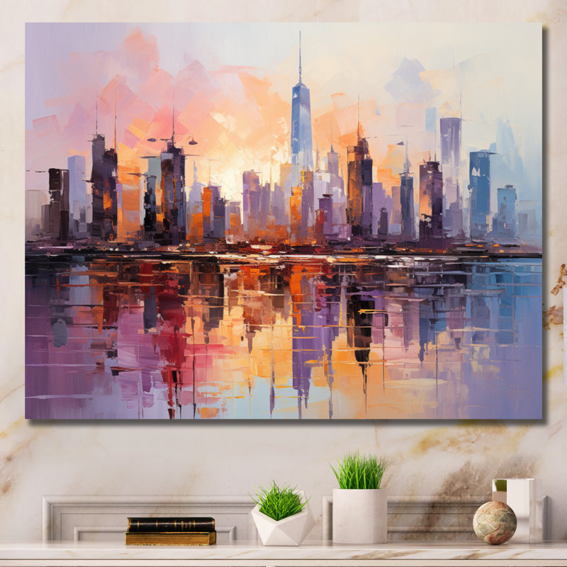 «Skyscrapers Giants Plastel II», reproduction sur toile, H 12 po x l 20 po x P 1 po, Toile tendue