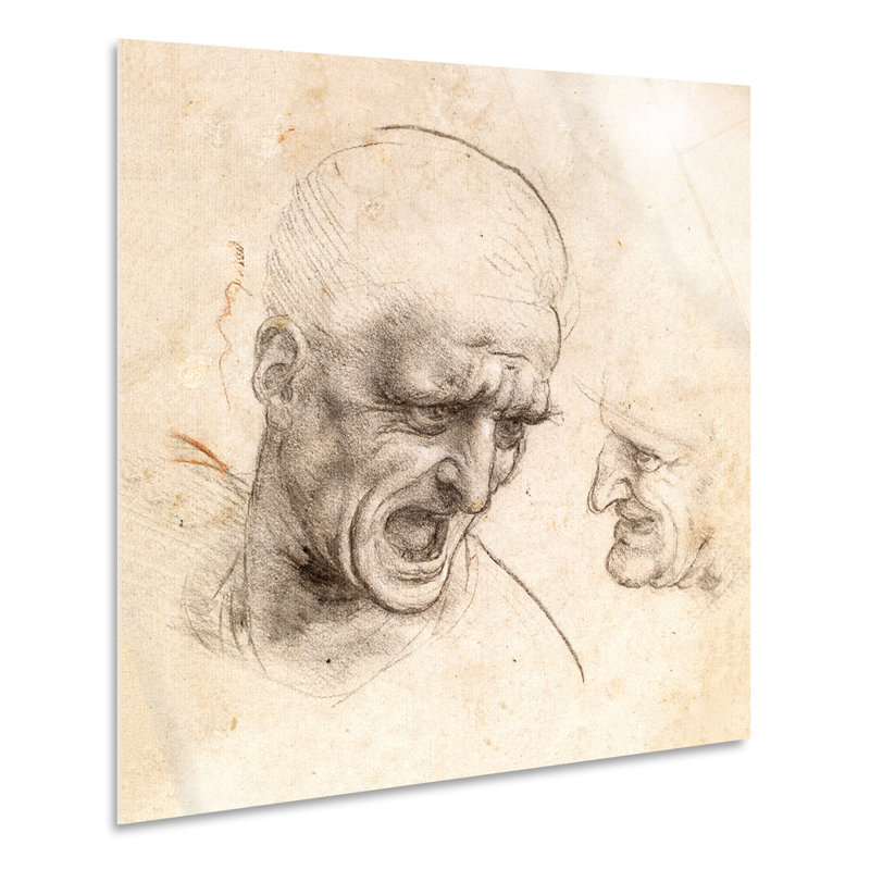 Leonardo da Vinci-Study for Two Heads of Soldiers-Horizontal, 100cm H x 100cm W, Plastic/Acrylic