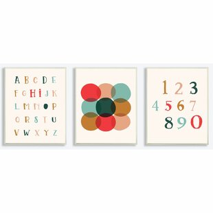 Citlali Alphabet Numbers Geometric 3 Piece Set by Daphne Polselli Kids Wall Décor