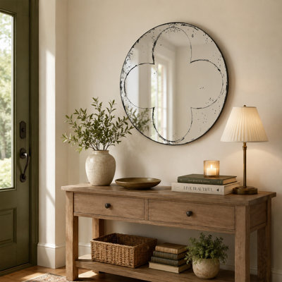 Miroir mural rond en MDF et fer CUFE Fi pour salon, chambre à coucher, salle à manger et vestibule