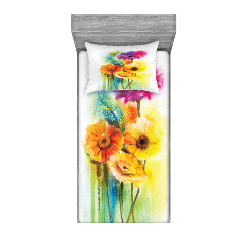 Ensemble de draps Gerber Daisy, Ensemble de draps pour lit simple TG avec drap-hou, Marguerite gerbéra