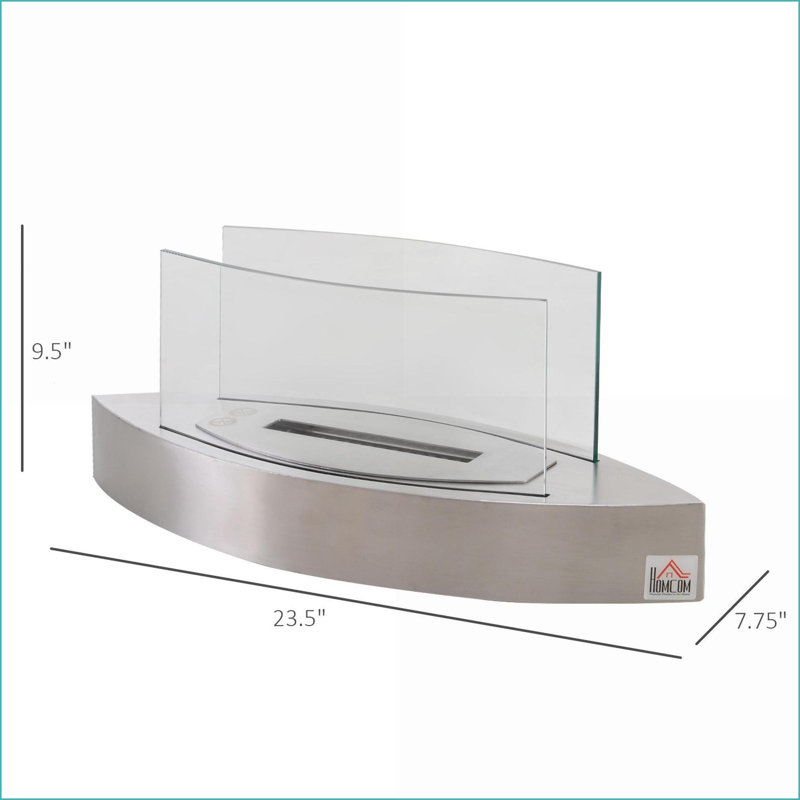 Foyer de table à éthanol, acier inoxydable argenté brossé 23,5 po | 215 pieds carrés | Durée de combustion de 2 heures