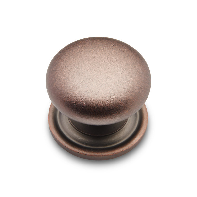 Poignée champignon unie avec plaque arrière attachée CK Series, Grand, Distressed Copper