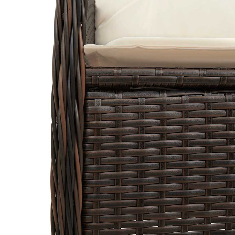 Ensemble bistro de patio avec coussins en rotin de polyester brun, 6, H 29,5 po x l 135,4 po x P 35,4 po