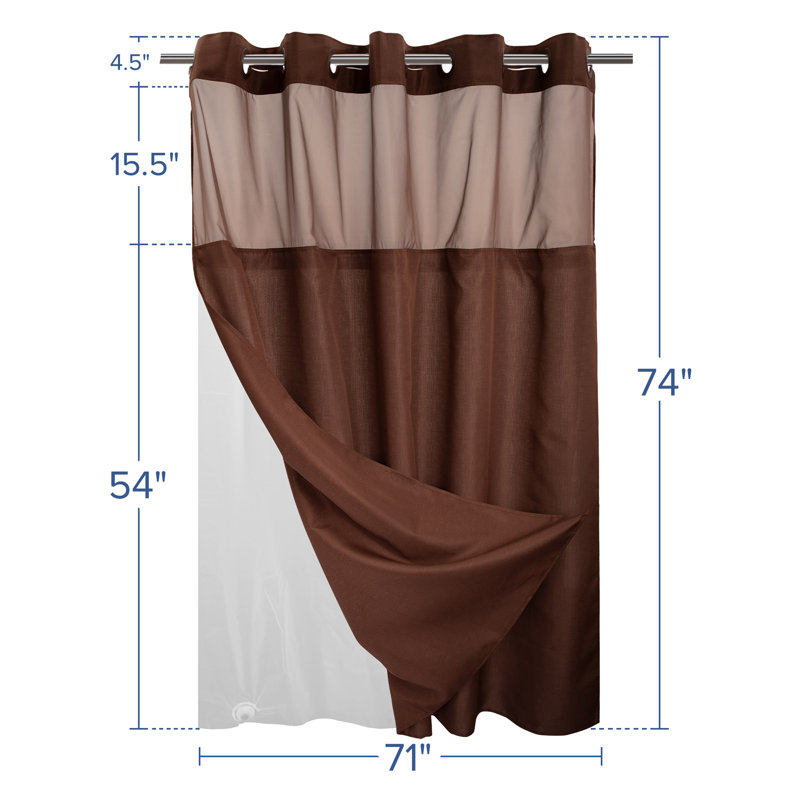 Ensemble de rideau de douche Bartek, Chocolat, H 74 po x l 71 po