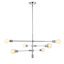 Luminaire suspendu moderne ajustable à bras en fer 6 lumières à DEL 36 po Atlas, chrome