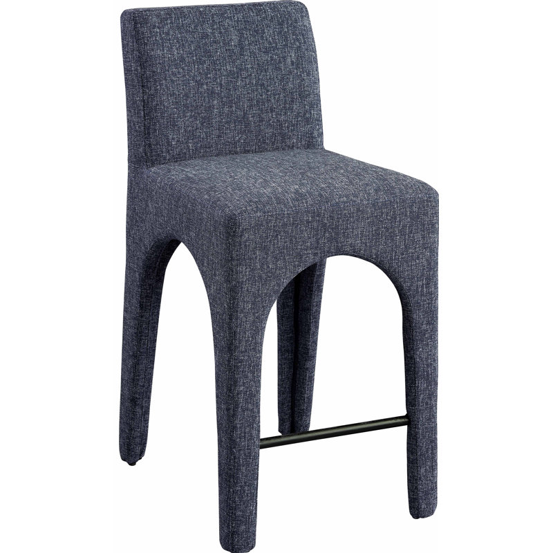 Tabouret Gramercy, Tissu texturé en lin bleu