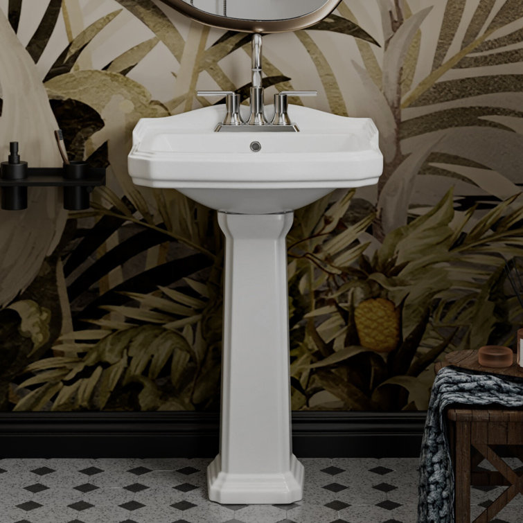 Los Flexi 23" x 19" Rectangular Pedestal Sink with overflow, 3 Faucet Holes at 4" Centers