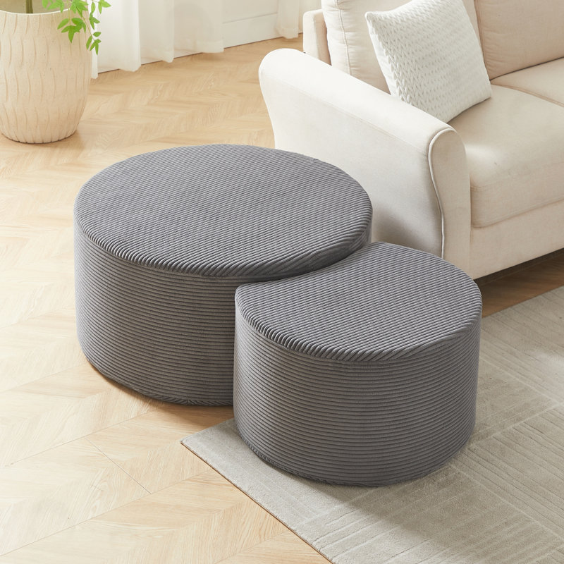 Ensemble de 2 tables basses gigognes rembourrées, Gris