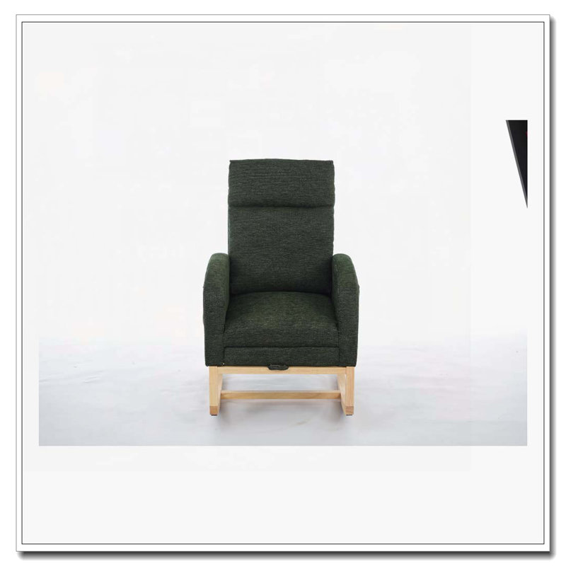 Chaise berçante avec pieds en bois massif, Vert foncé