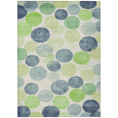 Machine Washable Indoor/Outdoor Xhevrie Navy Rug