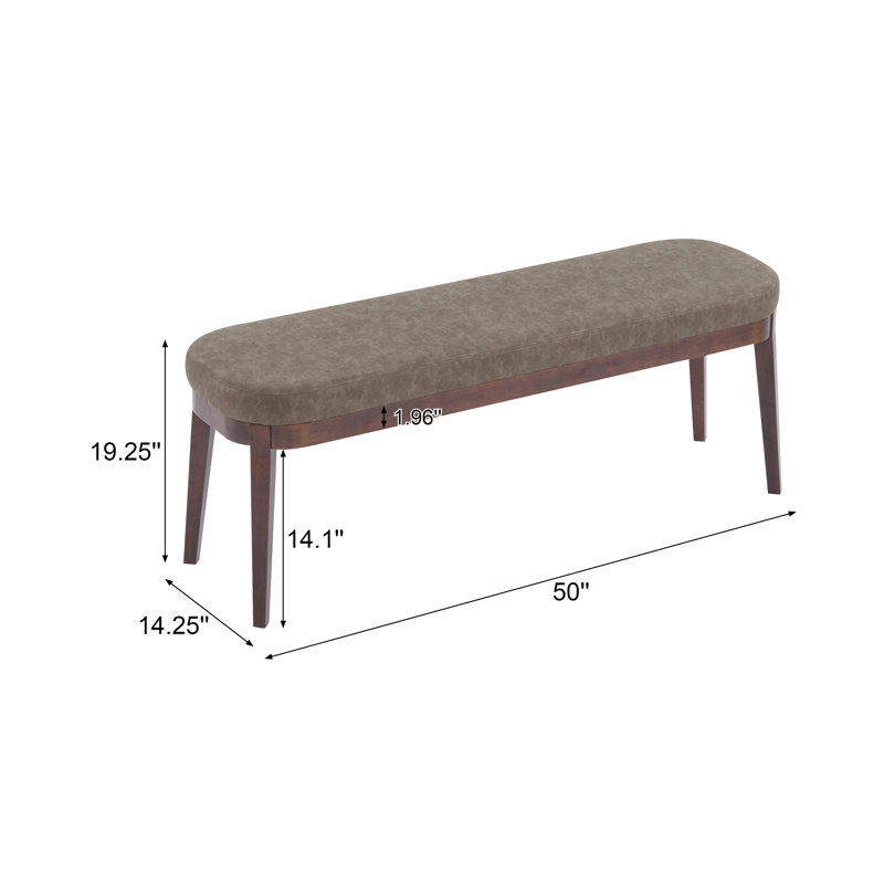 Oceane Carlton PU Leather Upholstered Wooden Bench, Brown, Walnut