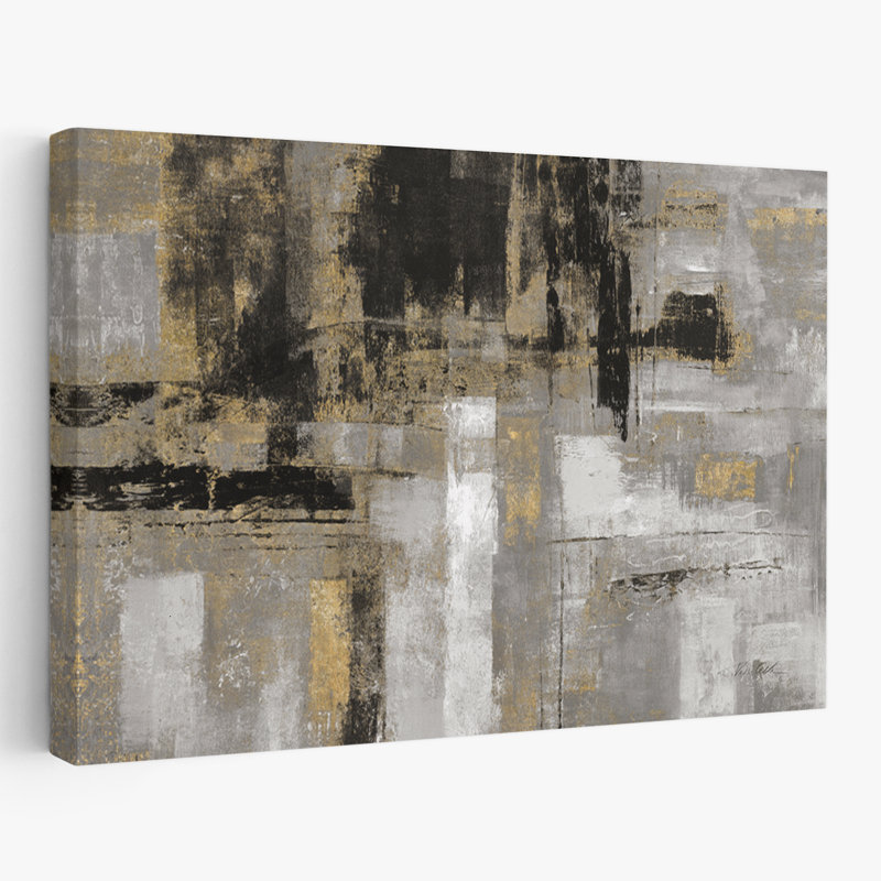 Smoky Harbour Sunset - abstrait noir gris, H 24 po x l 16 po