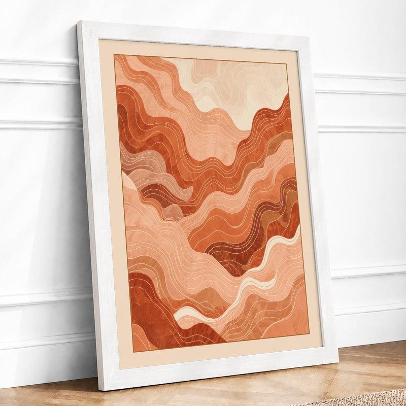 Earth Waves Abstract - Framed Print, A3 - 42.0 x 29.7 cm, White