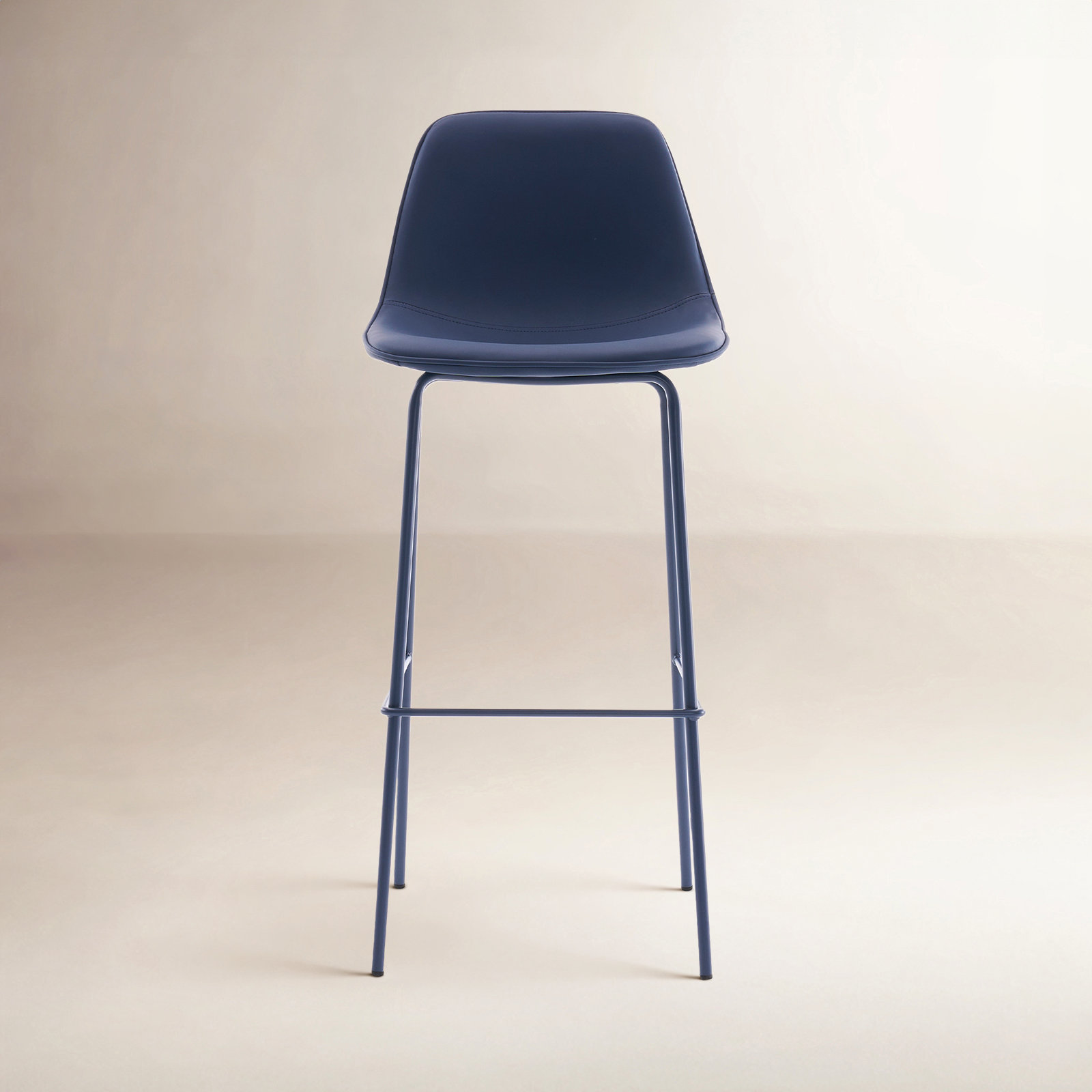 Kavi Bar and Counter Stool, Navy Faux Leather, Bar Stool (30" Seat Height)