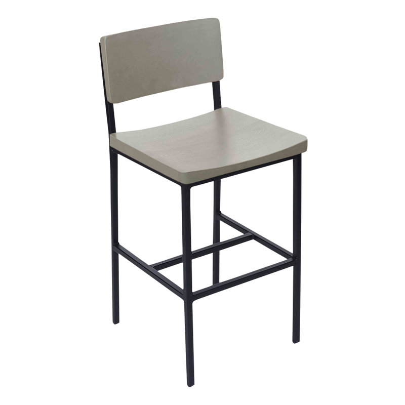 Memphis Counter Height Stool, Gray Ash Wood Seat & Back - Steel Frame - Sand Black Finish, Gray Seat/Black Frame