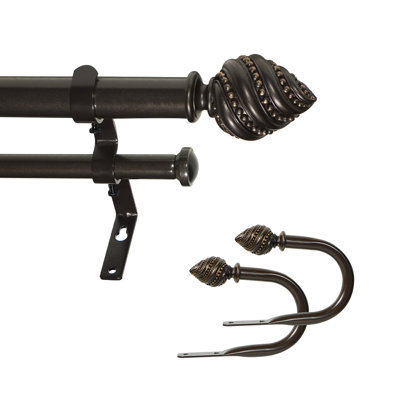 Calynn Overall Width x 1 inch Diameter Double Curtain Rod With Holdbacks