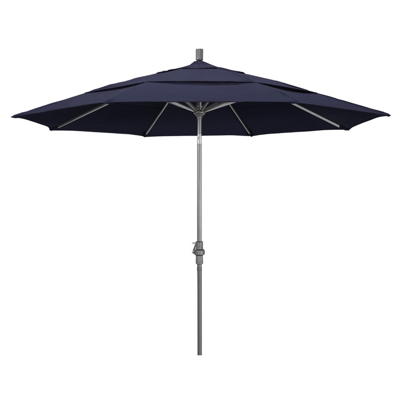 Parasol de marché Broadmeade octogonal Sunbrella, Gris martelé, Toile bleu marine Sunbrella®