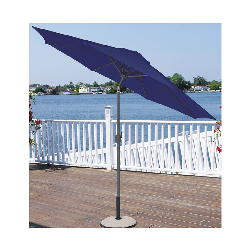 Parasol de marché 8 pi lb international, Bleu marine, Inclinaison manuelle