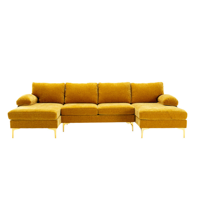 COOLMORE Accent sofa /Living room sofa sectional  sofa, Mustard Yellow Polyester