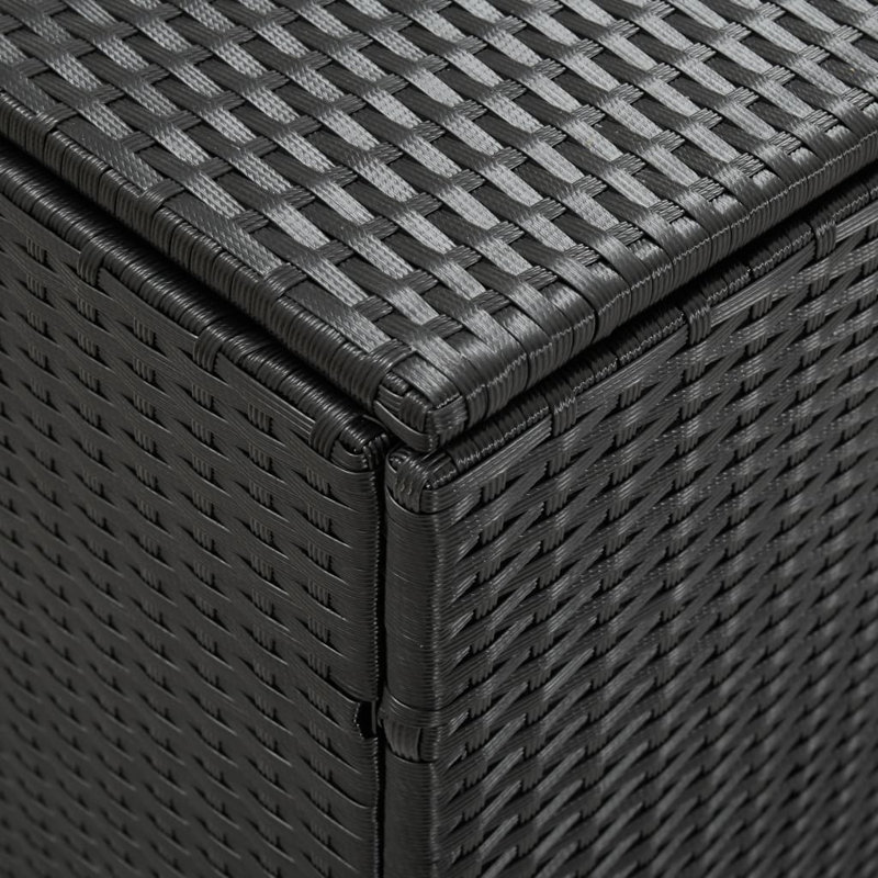 Black Wicker and Plastic Outdoor Storage Deck Box