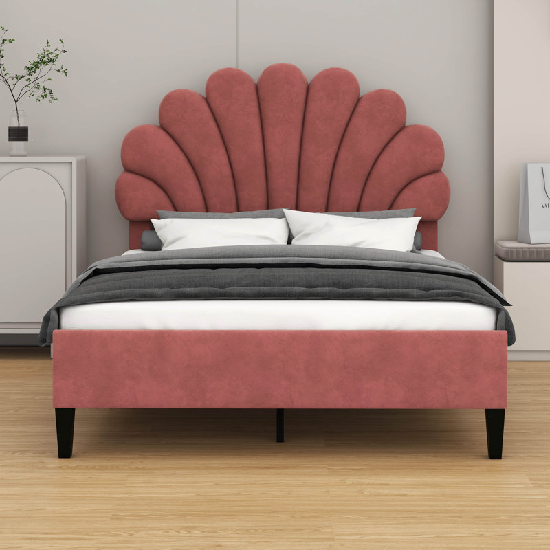 Madinah Upholstered Platform Bed, Red, Queen
