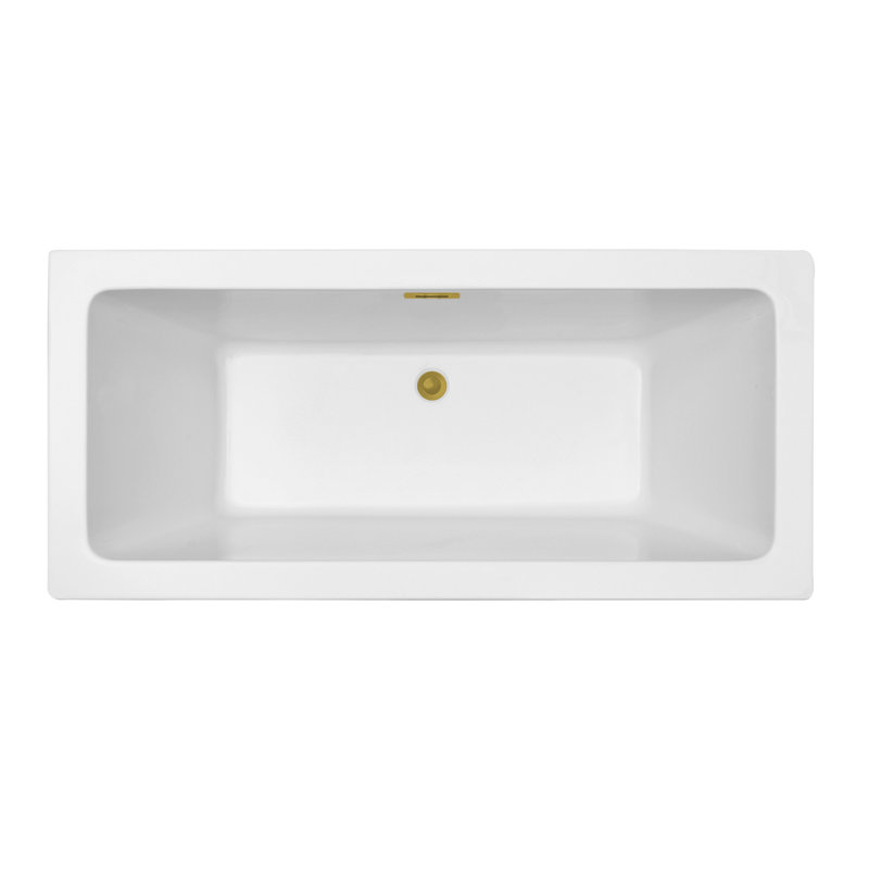 1785.6mm x 800.1mm Soaking Acrylic Bathtub, Brushed Gold