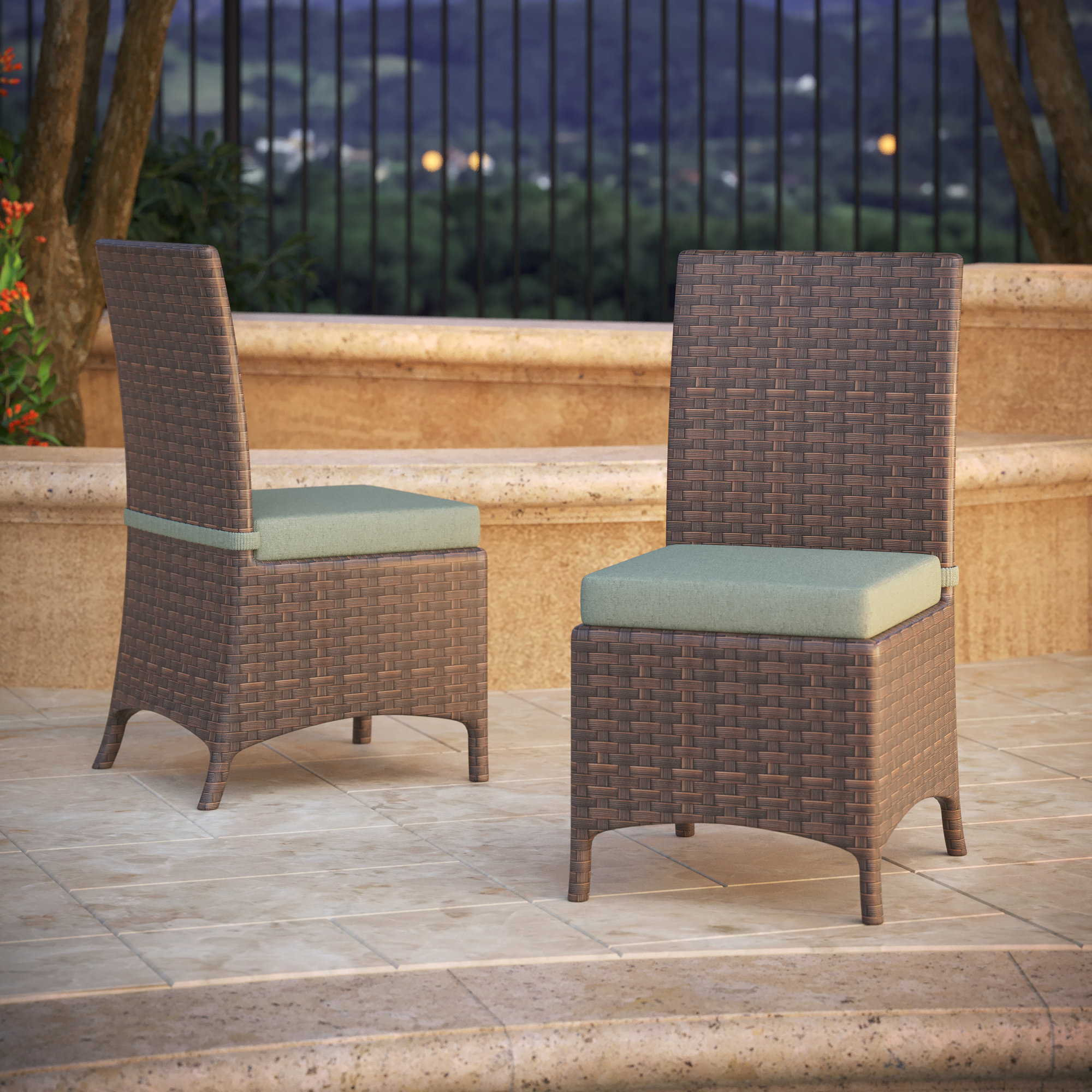 Sunbrella® Indoor/Outdoor Dining Chair Cushion, Canvas Spa Sunbrella® Canvas