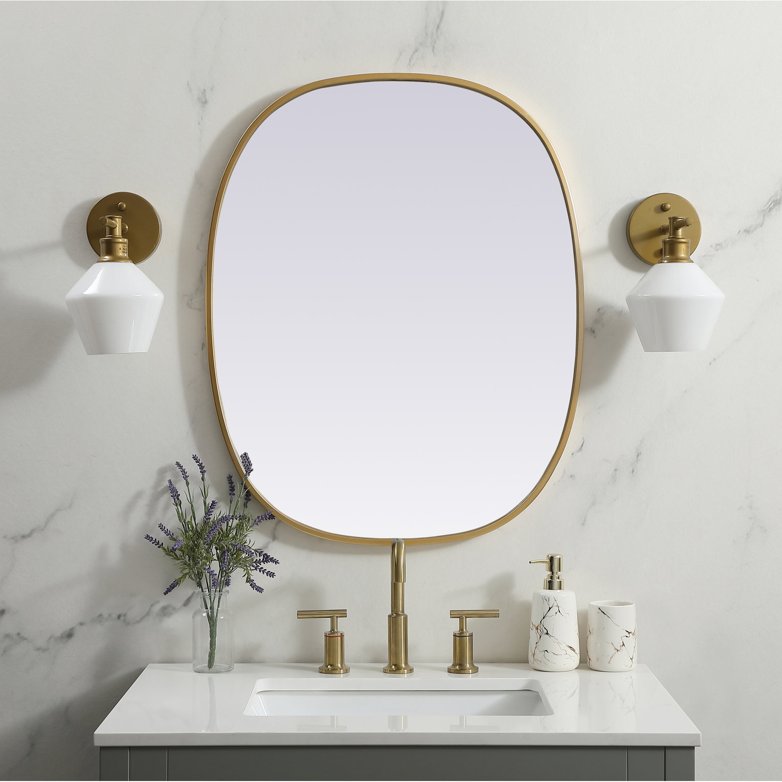 Sabine Accent Mirror, Brass, 30" x 24"