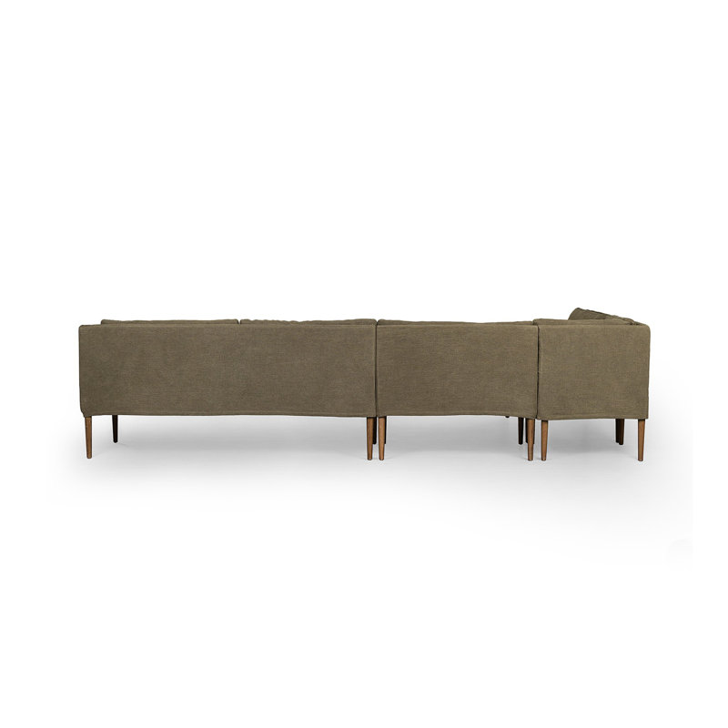 Aurelia 4-Piece Sectional, Right Hand Facing, Broadway Olive Linen, 34.5" H x 125" W x 76" D