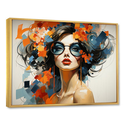 «Midcentury Orange Elegant Floral Fashion Chic II - Fashion Illustration, art mural»