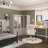 Modern Corner Wardrobe With Glass Doors, Ample Storage, And Gold Hardware - Two-Pack Shipping